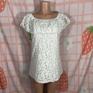 June & Hudson White Lace Mini Dress